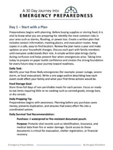 30 Day Journey Into Emergency Preparedness