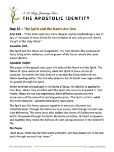 40 Day Journey - The Apostolic Identity